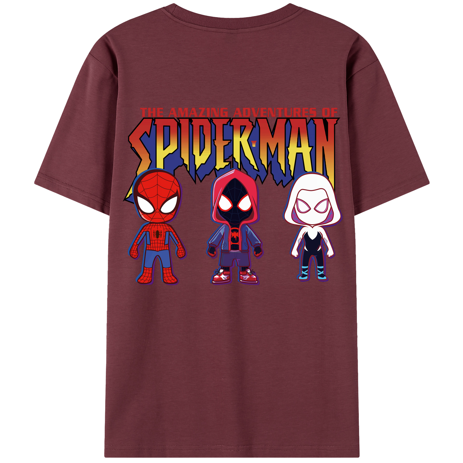 （画像用） Spider Man スパイダーマン 綿100％半袖Tシャツ（背面プリント）
